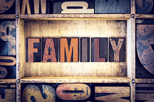 Brown sign with words FAMILY