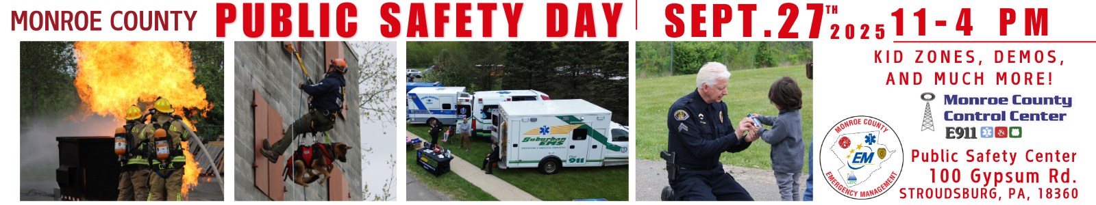 Public Safety Day with pictures of firefighters,rescues on Sepember 27 2025.