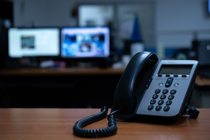 Black telephone with switchboard