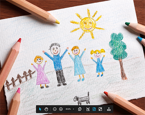 Poster showing a mom, dad, and children with the sun shining.